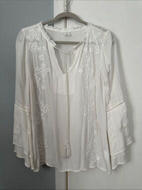 Club Monaco Ivory Embroidered Peasant Tunic